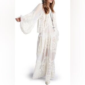 Zimmermann White sheer embroidered long dress, 3 L Large 8 10 12 wedding…